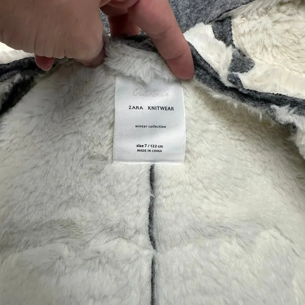 Zara knitwear fuzzy patch felt jacket